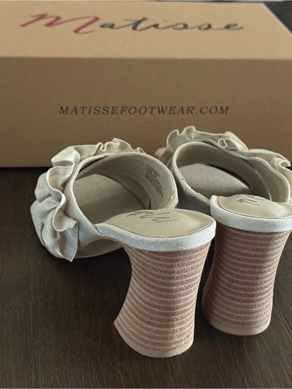 Matisse Cream Ruffle Slide Sandals - Picture 5 of 9